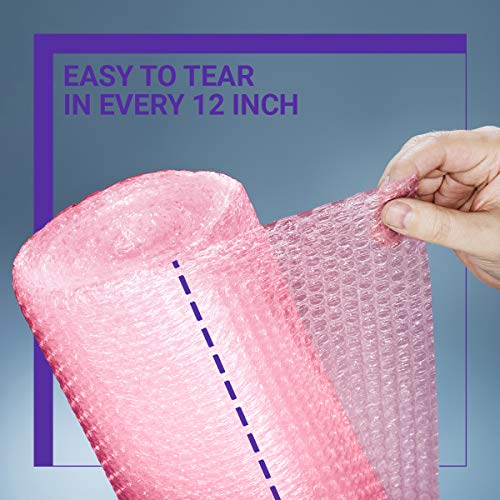 2-Pack Anti-Static Bubble Cushioning Wrap Rolls, 3/16" X 12" X 72' Ft Total, Perforated Every 12", 20 Fragile Stickers For Packaging, Shipping, Mailing #TOP2