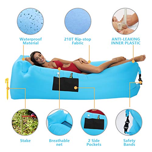INNOCEDEAR 2 Pack Inflatable Lounger Air Sofa Hammock,Inflatable Couch Air Chair,Camping Accessories,Waterproof Anti-Air Leaking for Outdoor Backyard Beach Traveling Picnics & Music Festivals