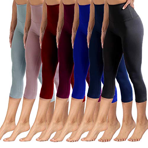 High Waisted Capri Leggings for Women Tummy Control Soft Opaque Slim Pants
