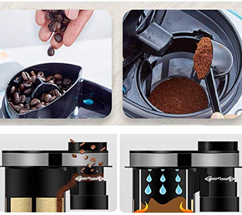 BXU-BG Grano a la Taza de café de la máquina, Filtro Cafetera 6 Copa de Viaje Mini Cafetera con Molinillo de café y la… - Imagen 5