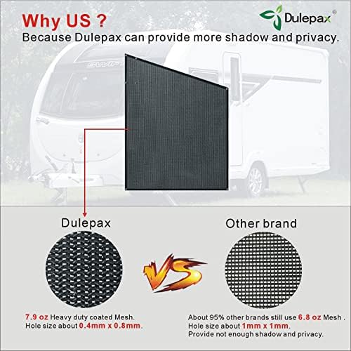 Dulepax RV Awning Side Shade - 9'X7' - Second Generation Screen Significantly Improves Privacy. Universal RV Awning Shade Screen Kit - 3