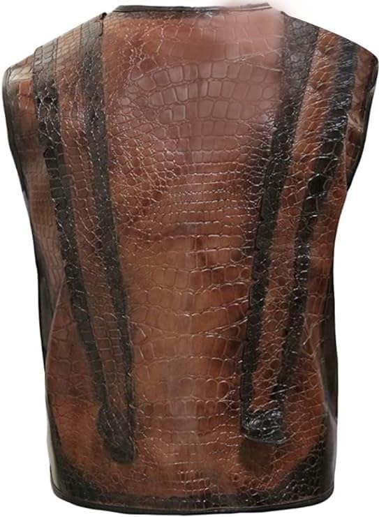 Mens Dund-ee Vest Crocodile Style | Faux Leather Brown Vest for men's
