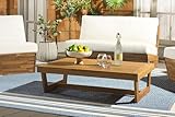 SAFAVIEH Outdoor Collection Dune Natural Brown Slatted Top Solid Wood Coffee Table