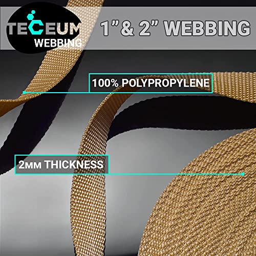 Image of TECEUM 3 /4 inch & 5 /8 inch & 1 inch & 1.5 inch & 2 inch Webbing - 10 25 50 Yards - 40+ Colors - Heavy Duty 1 Inch 1.5 Inch 2 Inch Backpack Straps - Webbing for Outdoors Indoors Crafting DIY