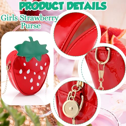 12 Pcs Girl Strawberry Purse Chain PU Phone Strawberry Bag Wallet Crossbody Handbag for Birthday Party Favor4