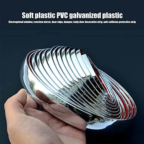 Dewkou Pack-1 Car Chrome Trim Molding, 0.06 X 49.2 Ft Self-Adhesive Car Side Body Anti-Collision Strip, Diy Shiny Trim Strips Universal For Various Models (Silver) #TOP2