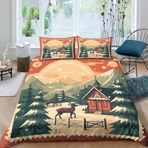Housse de couette Noël cadeau idéal parure lit imprimé rétro