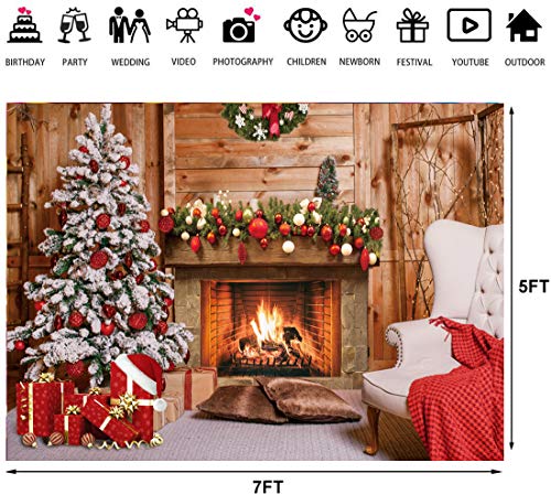 LTLYH 2,1 x 1,5 m Winter Weihnachten Foto Hintergrund Weihnachten Rustikal Kamin Holz Haus Dekoration Hintergrund Baby Kinder Party Dekorationen Portrait Kuchen Tisch Banner Foto Studio Requisiten 111 – Bild 5