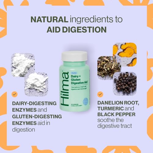 Image of Hilma De-Bloat Bundle for Pre or Post Meal, Gas & Bloating Relief for Women (50 Vegan Capsules) with Lemon Balm & Peppermint Leaf, Digestive Enzymes for Women (30 Vegan Capsules) with Dandelion Root