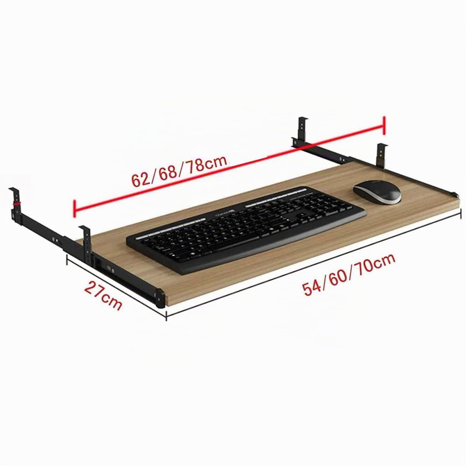 Support Clavier Coulissant sous Bureau, Support Clavier Ordinateur Ergonomique, Accessoire Bureau, Bois, Longueur des Rails 36 Cm, Longueur 54/60Cm, Largeur 27 Cm