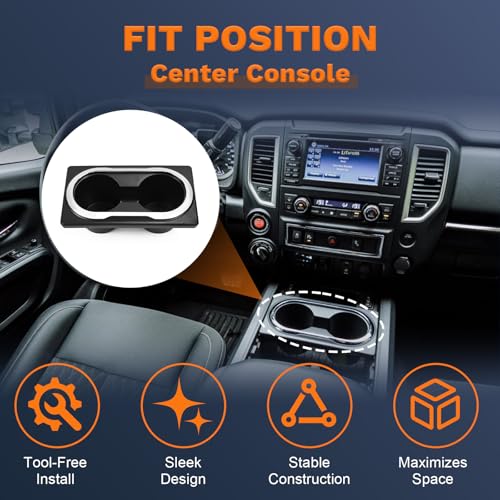 Portavasos para consola central Nissan Titan 2016-2024 negro miniatura 5