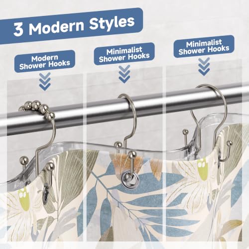 Image of Titanker Shower Curtain Hooks Rings, Rust Resistant Metal Minimalist Simple Double Glide Shower Hooks for Bathroom Shower Rods Curtains, Set of 12 Hooks - Nickel