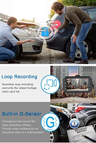 Image of FNX Dual Dash Cam Full HD 1080P with 170 Wide Angle,Parking Mode, G-Sensor, Night Vision, Front and Rear Dashboard Camera,