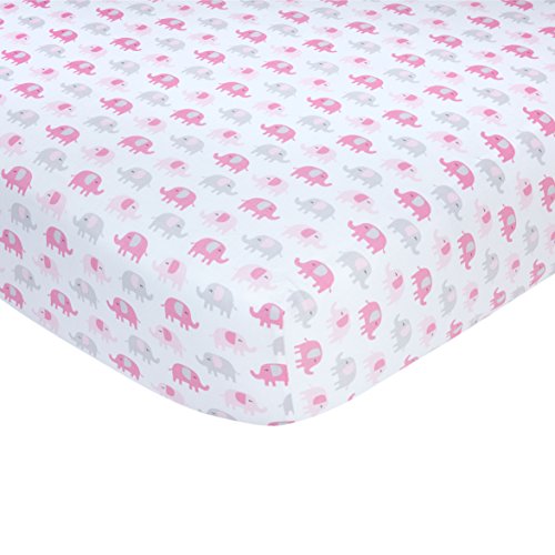 Carter's Pink Elephant Print Cotton Sateen Crib Sheet - 52
