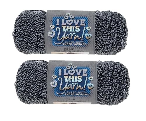 Image of Hobby Lobby Print I Love This Yarn, 716 Black Marble, Set of 2 | 4 Medium Weight, 252 Yards Per Skein