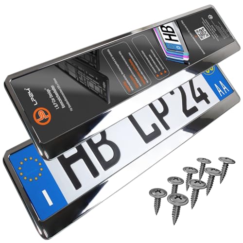 Portatarga Auto - Supporto Targa - [semplice, durevole e sicuro] - 8 viti - 520x110 mm - Cromo effetto - Porta Targa - adatto a qualsiasi auto - per targhe italiane omologate - Fissaggio per Targa