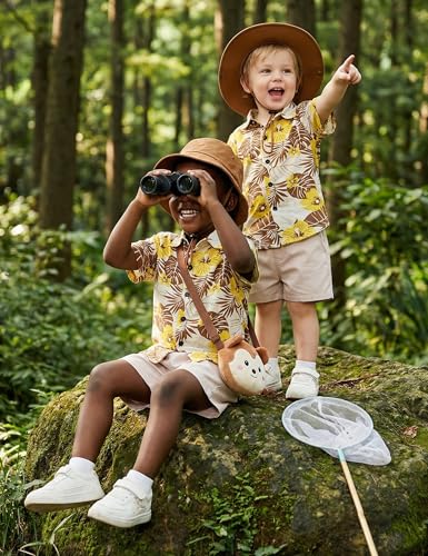Image of JunNeng Toddler Baby Boy Shorts Sets Hawaiian Outfits,Summmer Hawaiian Shirt+ Elastic Shorts Vacation Clothes