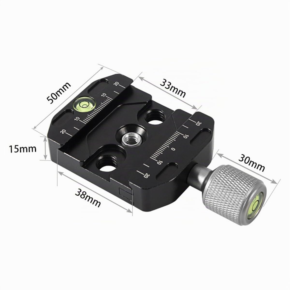 WANGCL Pince de plaque à dégagement rapide 50 mm pour Arca Swiss Tête de trépied universelle en métal Pince de plaque à dégagement rapide avec niveau à bulle