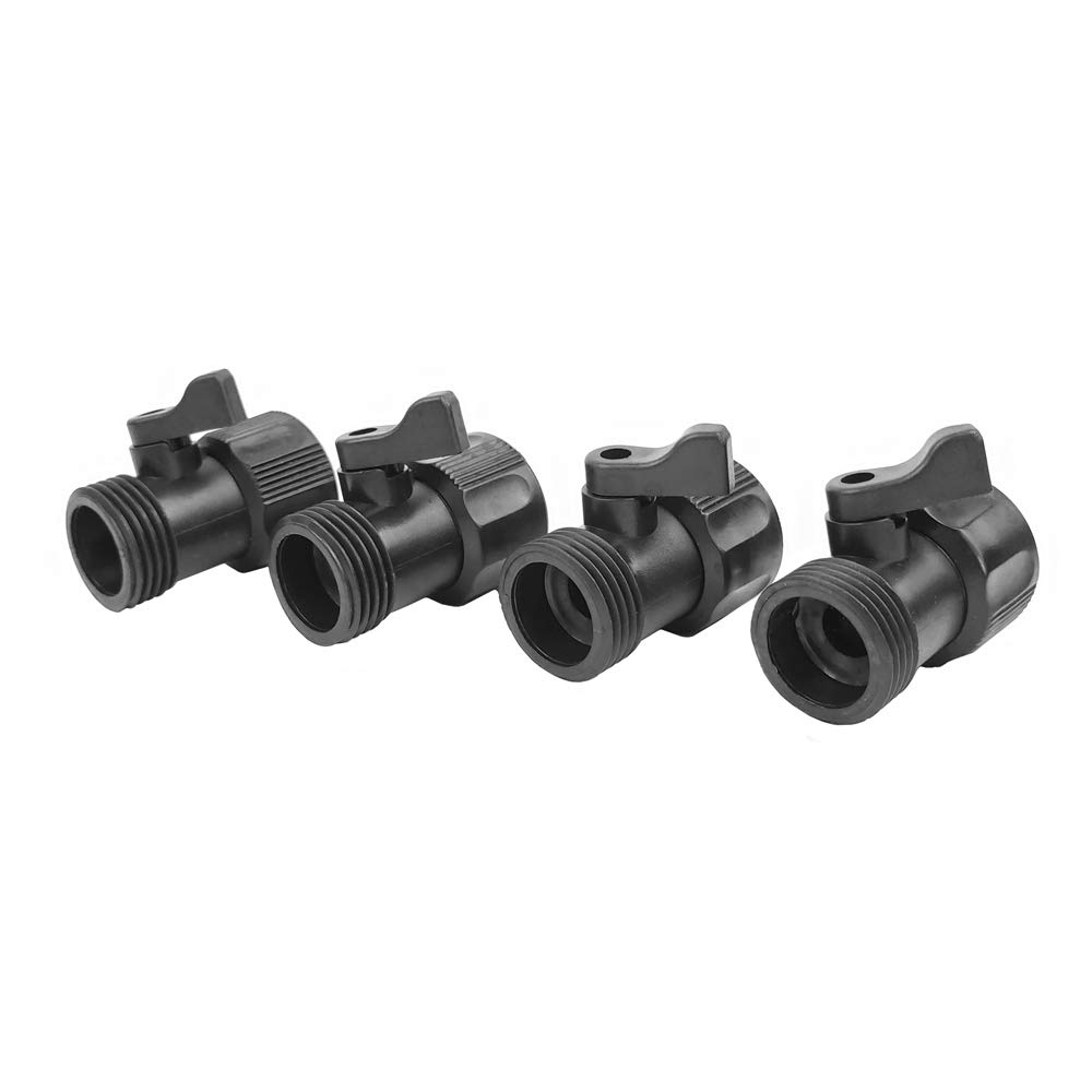 Chneeu 4 Pack Garden Hose Shut Off Valve, 3/4'' Thread Plastic Water Hose Connector Shutoff Ball Valve