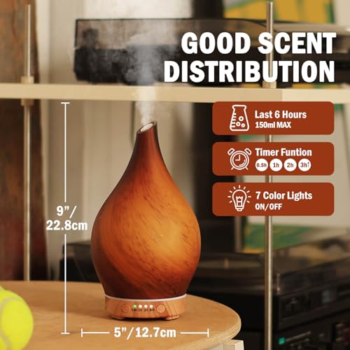 Porseme Essential Oil Diffuser 150ml Handmade Glass Diffuser 6H Runtime — view 3