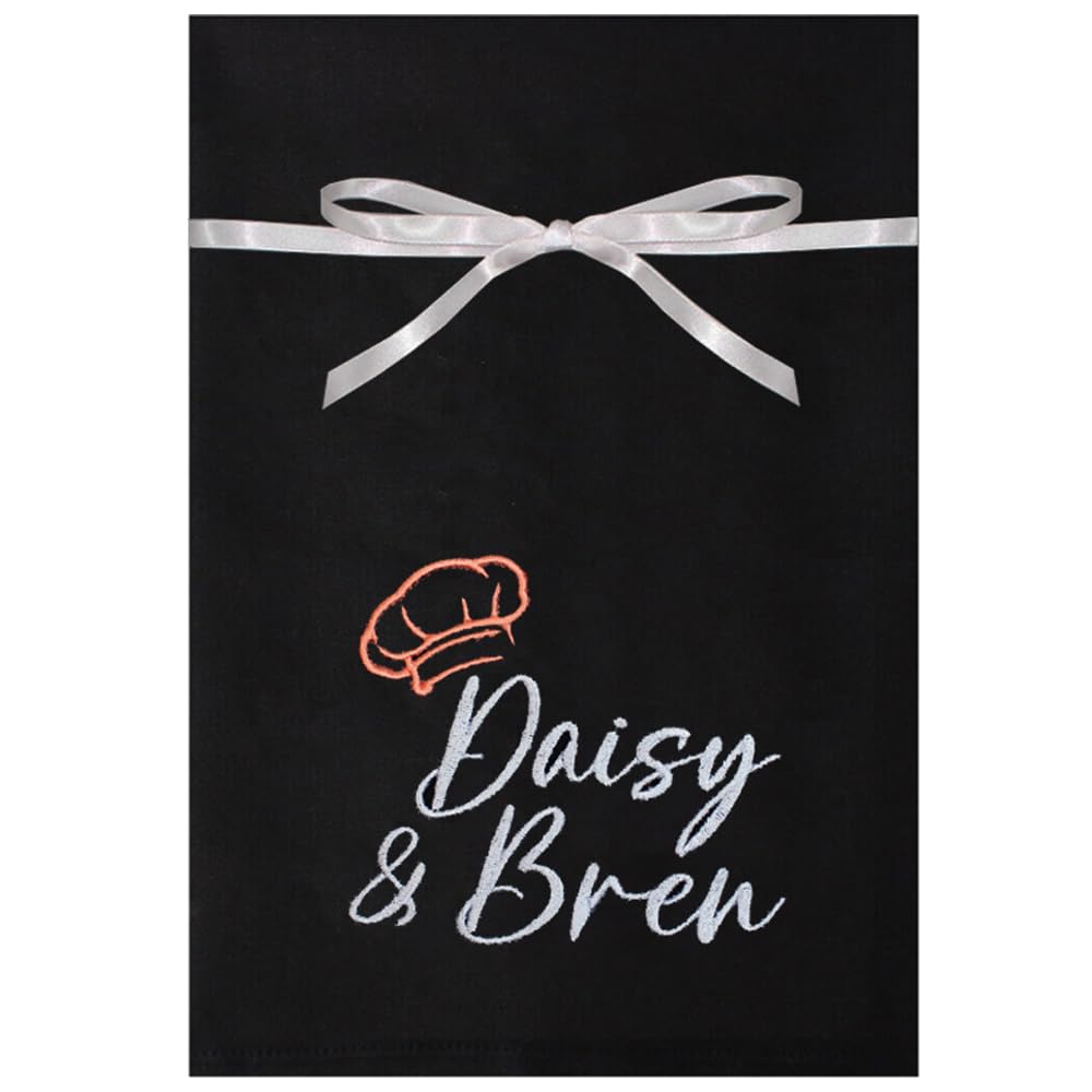 Teddyt's Black Personalised Couples Cooking Embroidered Kitchen Tea Towel