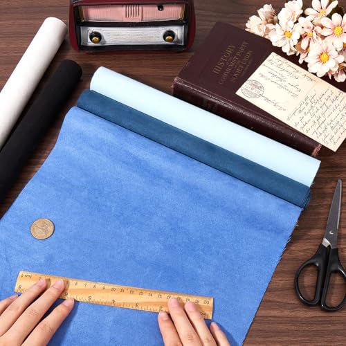 CRASPIRE 5 Rolls Book Cloth for Book Binding 51 x 11.8inch Suede Fabric Surface Paper Backed Bookcover Books Album Blue Black Grey Scrapbooking Archival DIY Covering Protector Bookcloth Bookbinding - Image 3
