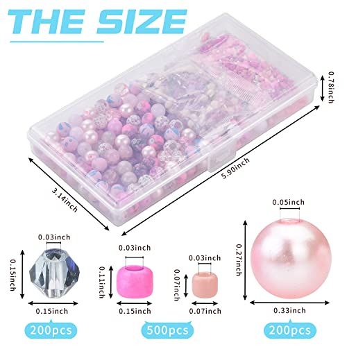 Image of Rose Quartz Jewelry Making Kit - 900pcs Glass Beads, Assorted 8mm, Bicone Crystal, Spacer Seed Beads for Bracelet Crafting