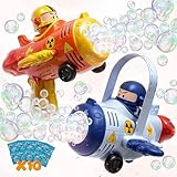2 Pack Transformable Airplane Bubble Gun for Kids, 3-in-1 Bubble Blower Machines Toys with One-Click Transformation, LED Lights, Rich Bubble Output, Ideal for Outdoor Play, Parties, Gifts