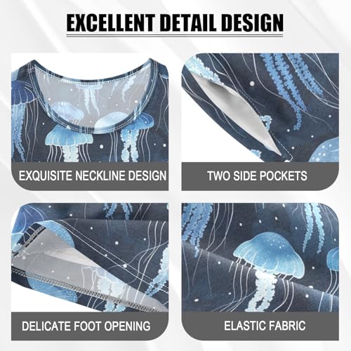 ALAZA Jellyfish Dots Pajama Set Short Sleeve Sleepwear Soft Lounge Nightwear4