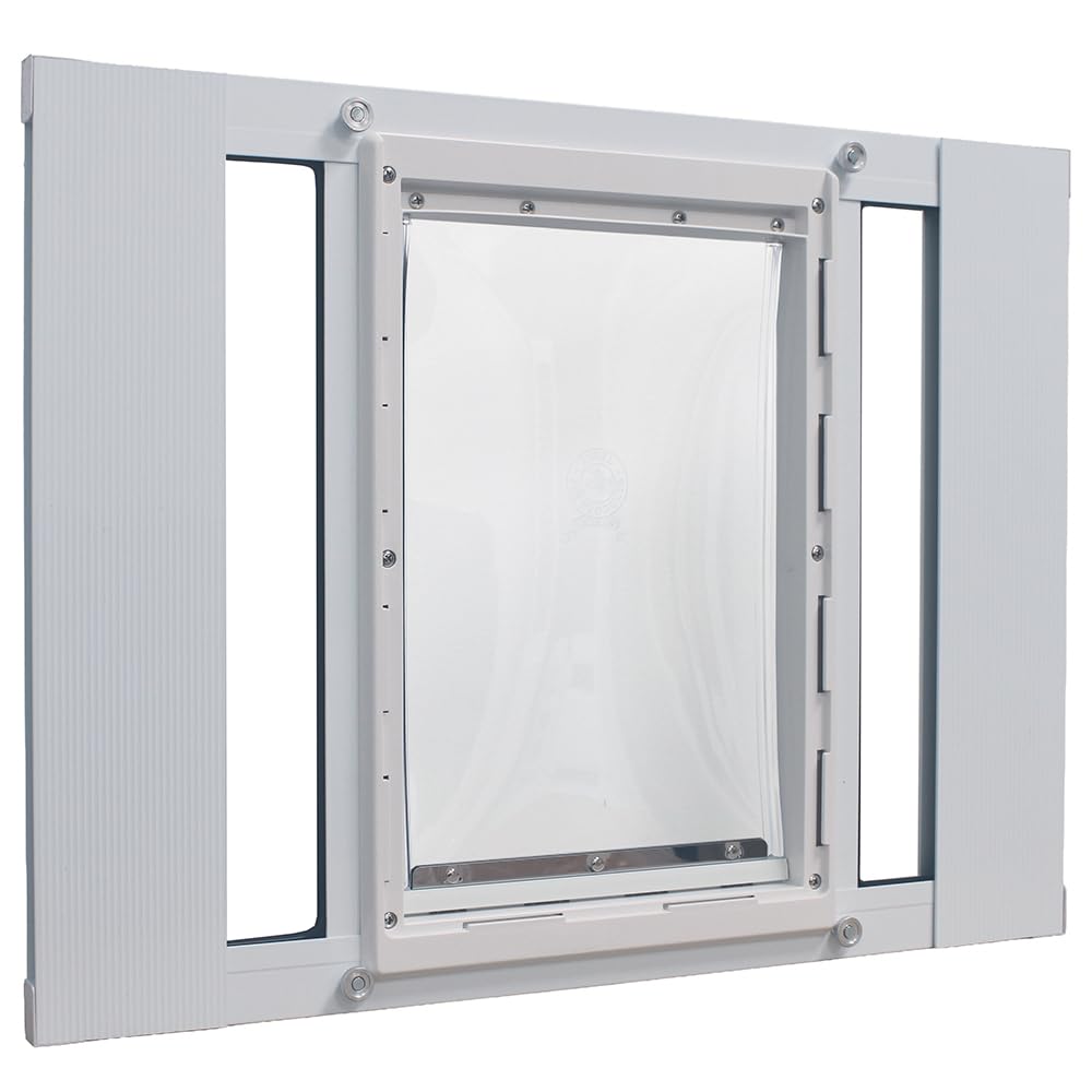 Ideal Pet Products Aluminum Sash Window Pet Door, Adjustable to Fit Window Widths from 27" to 32", Extra Large 10-1/2” x 15” Flap Size