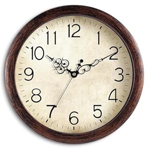 Wall Clock, Vintage Wall Clocks Battery Operated Quartz Silent Non-Ticking 8 Inch Retro Rustic Style Clock Decorative for Kitchen,Bathroom Home Office (Bronze)