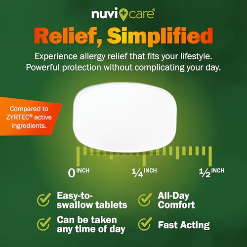 Image of NUVICARE Cetirizine 10mg 24-Hr Allergy Relief Tablets, 100 Count