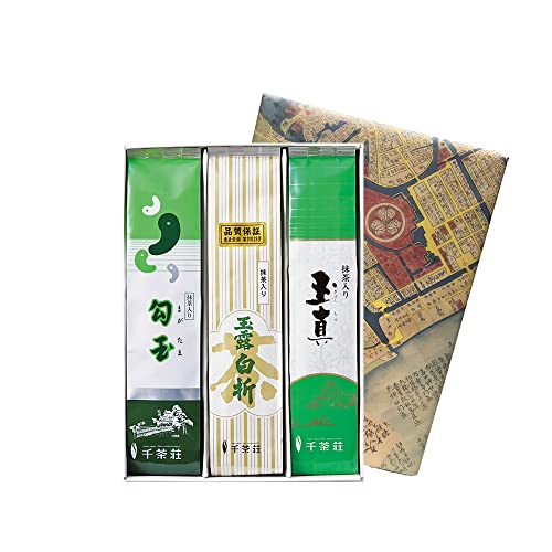 新茶 千茶荘 抹茶入り煎茶 詰合せギフト / (お茶) / (バラエティセット(梅) / 抹茶入り 勾玉・玉露白折・玉真 150g (3本セット)) 緑茶 お茶 日本茶 玉露 白折茶 国産 日本産 茶葉 贈答品 ギフト お土産 来客用 手土産 内祝い 島根