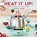 Dash Deluxe Fondue Maker - For Broth, Cheese & Chocolate - Comes with Color-Coded Fondue Forks, Cups, Rack & Recipe Guide - 3 Quarts, Aqua