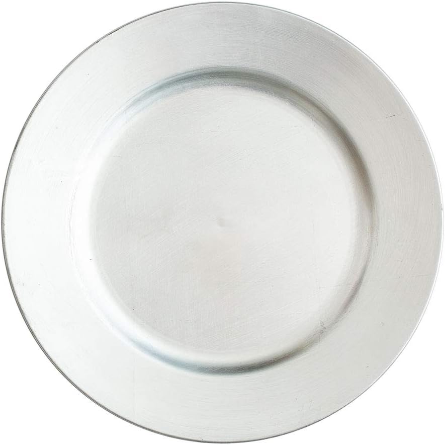 Platos cargadores acrílicos redondos 13" plateados set 12