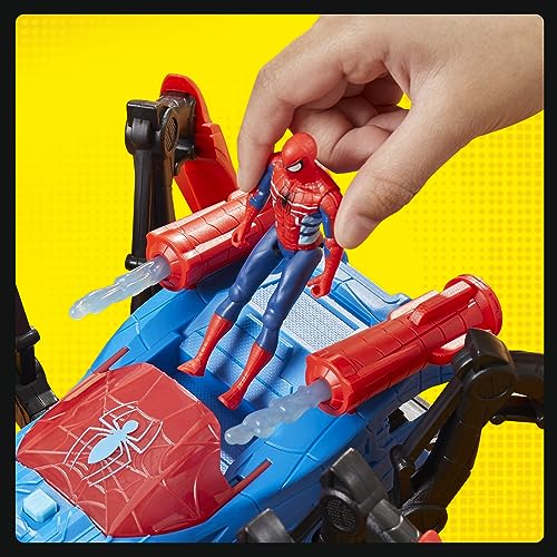 Spider-Man Marvel Araignée de Combat, Jouets de Super-héros pour Enfants, Lance de l'eau et des Toiles, Voiture Jouet, dès 4 Ans