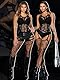 Buitifo Damen Netz Dessous Bodystocking Sexy Catsuit Frau Nachtwäsche Spitze Reizwäsche Negligee(Schwarz GB,Einheitsgröße)