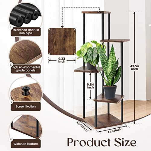 Geebobo Plant Stand Indoor, 4 Tier Plant Stands For Indoor Plants Multiple, Tiered Flower Shelf Plants Holder Display Rack Shelving For Patio Garden Balcony Bedroom Living Room, Brown #TOP1