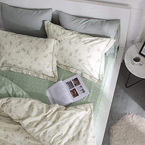 Image of HIGHBUY 100 Percent Soft Cotton Floral Pattern Fitted Sheet Twin Size Green Flower Printed Twin Kids Bedding Deep Pocket 1 Piece KDS Bed Sheet Comfortable (Queen, Style-A)