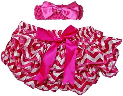 Kirei Sui Baby Chevron Bloomers & Headband Set Hot Pink