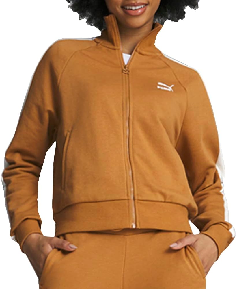 PUMA Womens Iconic T7 Crop Jacket Athletic Outerwear Casual - Brown