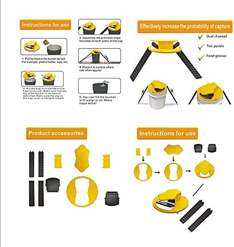 Mouse Trap-Bucket Mouse Traps - Flip N Slide Bucket Lid Mouse Rat Trap | |Trap Door Style| |Multi Catch |Auto Reset| |Indoor Outdoor|5 Gallon Bucket Compatible (Black)