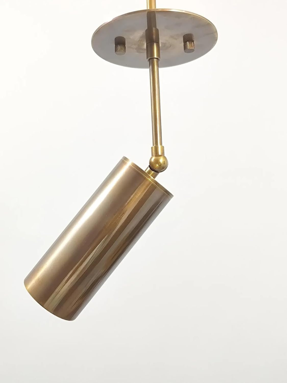 Adjustable Brass Cylinder Spotlight, Handmade Solid Brass Ceiling Wall Light, Mid Century Modern Directional Light Fixture, Vintage Brass Spotlight for Kitchen Bedroom Hallway (Antique Patina)