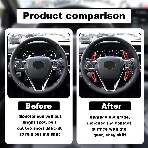 Steering Wheel Paddle Shifter Extensions Covers Compatible with Toyota Camry 2018-2023 for Corolla RAV4 Avalon 2019-2023, Aluminum Car Paddle Shifter Extension Shift Paddle Cover Trims (Red) by CmeRto - Used condition - Image 4