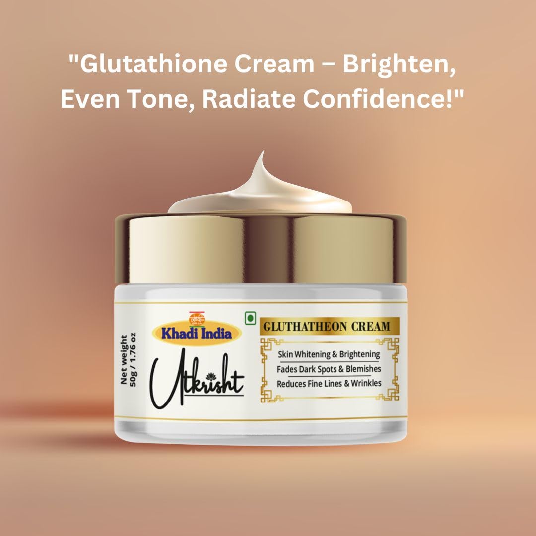 Khadi India Utkrisht Glutathione Cream, Skin Whitening & Brightening, Dark Spot Corrector, Anti-Aging Moisturizer, 50g : Amazon.in: Beauty Khadi India Utkrisht Glutathione Cream, Skin Whitening & Brightening, Dark Spot Corrector, Anti-Aging Moisturizer, 50g : Amazon.in: Beauty