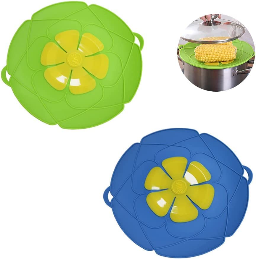 Spill Stopper Lid Cover, 2 PCS Silicone Boil Over Spill Stopper, 11.8 inch Spill Stopper Silicone Pot Lid for Pans and Pots Boil Over Safeguard