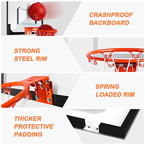 Indoor Basketball Hoop For Kids Adults, Mini Basketball Hoop For Door & Wall With 4 Balls Room Basketball Hoop Over The Door Mini Hoop Basketball Toys For Kids Boys 3 4 5 67 8 9 10 11 12 #TOP2