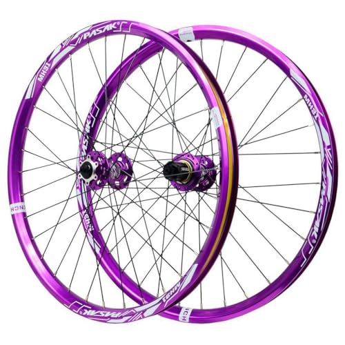 LPYDWZ Púrpura Ruedas de Bicicleta de Montaña 24 Pulgadas 26 Pulgadas, Freno Disco Aleación Aluminio de Doble Pared Rodamientos Sellados 29 ER MTB Ruedas de Bicicleta for Cassette HG de 7-12 Velocidad