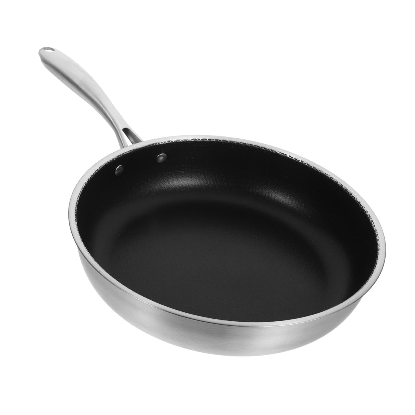 Homoyoyo Padella in Acciaio Inossidabilentiadherente 28 CM Manico Comfort, Struttura a Nido d'Ape, per Friggere Uova e Bistecche su Cucine Induzione e Fuoco