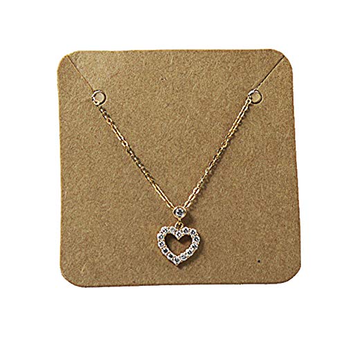 100 Pcs Kraft Paper Necklace Display Cards Square Blank Jewelry Necklace Card Holder for Necklace and Pendant, 2 x 2 Inch